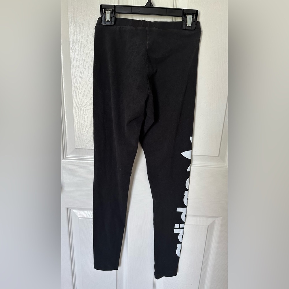 Adidas Black Leggings with Bold White Logo - Picture 6 of 6